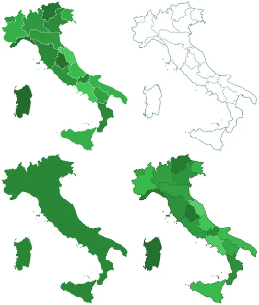 Italia contur hărți — Vector de stoc