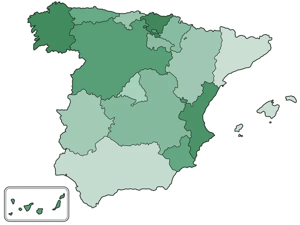 Mapa del contorno de España — Vector de stock