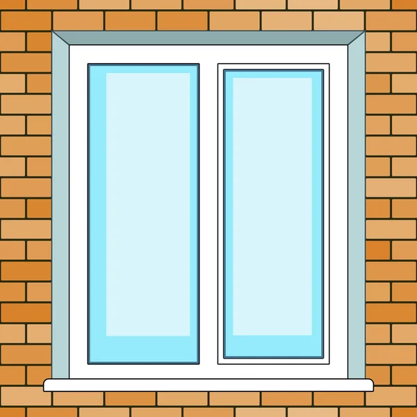 Ventana en la pared de ladrillo — Vector de stock