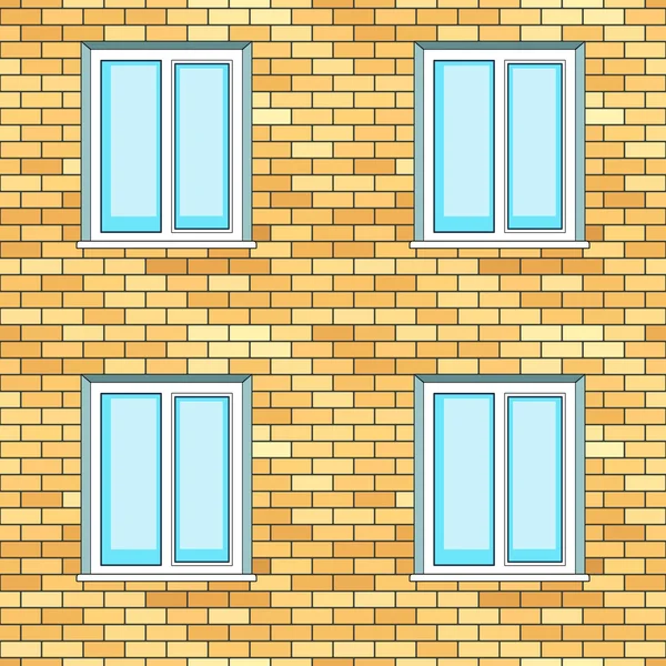 Windows on wall background — Stock Vector