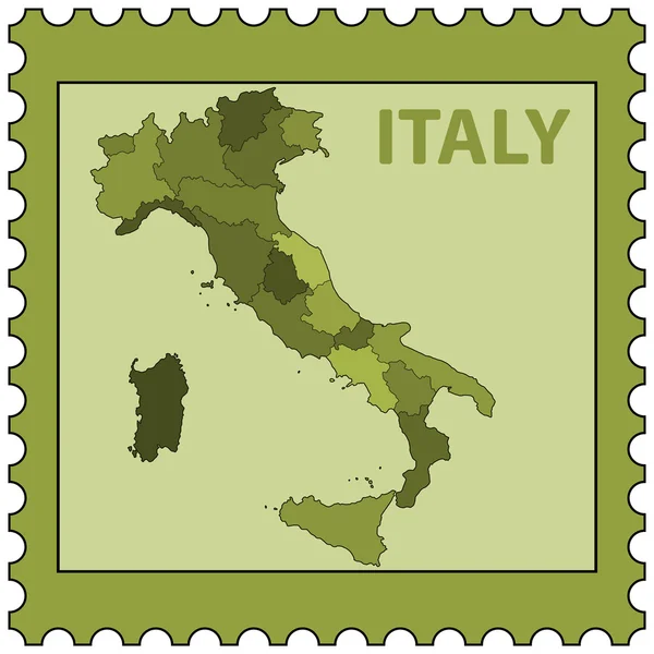 Italy map on postage stamp — Stock Vector