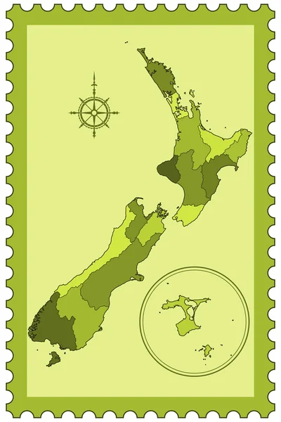 New Zealand on postage stamp — Stock Vector