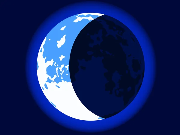 Luna azul creciente — Vector de stock