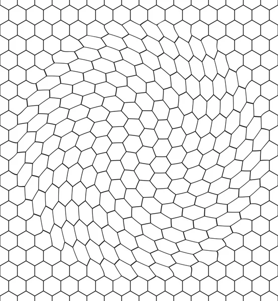 Warped hexagonal grid — Stock Vector