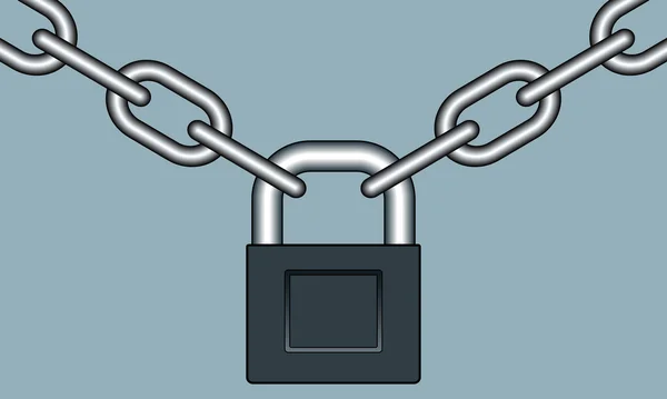 Lock with chain close-up — Stock Vector