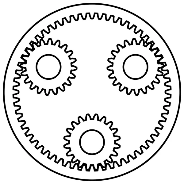 Planetengetriebe vor weißem Hintergrund — Stockvektor