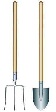 pitchfork and spade tools clipart