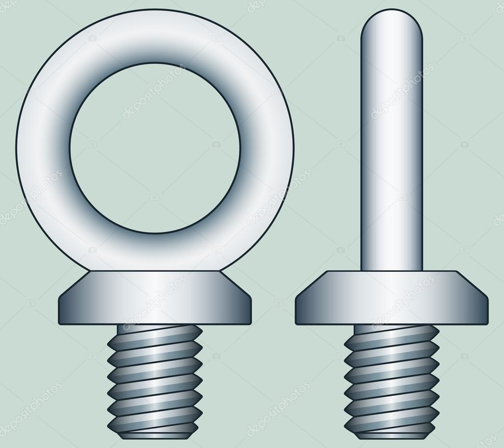 two steel ringbolts