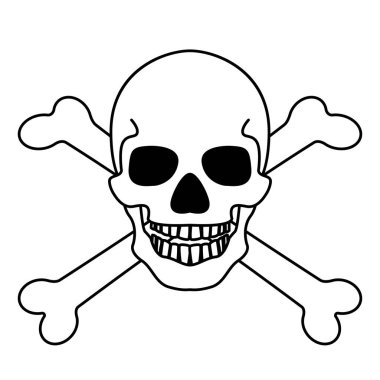 Soyut insan kafatası ve çapraz kemik çizimi