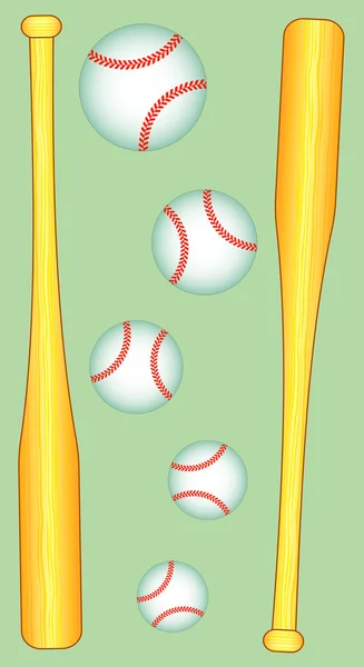 棒球蝙蝠和球集 — 图库矢量图片