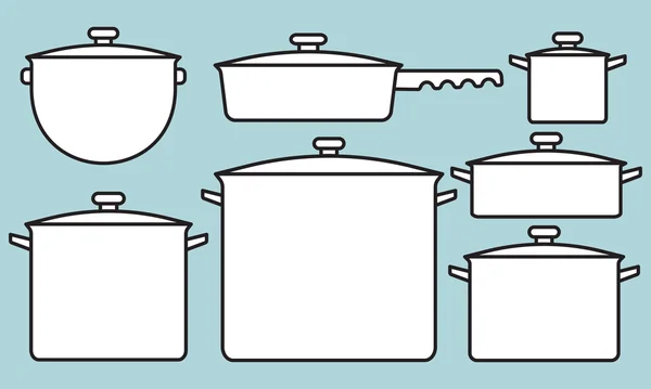 Collection de casseroles blanches — Image vectorielle