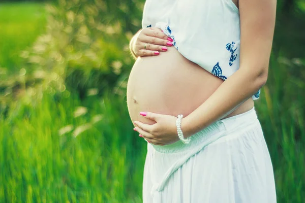 Pretty pregnant belly — Stock Photo, Image