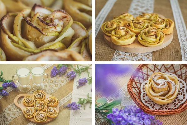 Macro de sabroso pastel de manzana casero —  Fotos de Stock