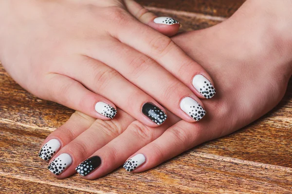 Black and white  nail art