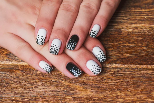 Black and white  nail art