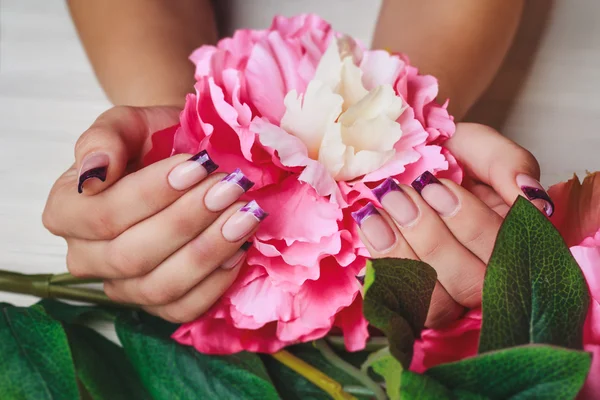 French nail art in purple color