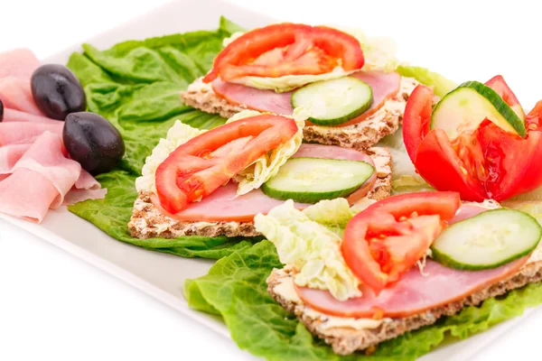 Sandwiches en plato — Foto de Stock