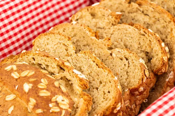 Wholegrain Bread Bun Oat Bowl Cloth — Stock Photo, Image