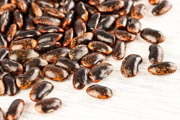 Scarlet Runner Beans Beige Fabric Background — Stock Photo, Image