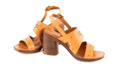 Beyaz arka planda izole edilmiş şık deri ayakkabılar..