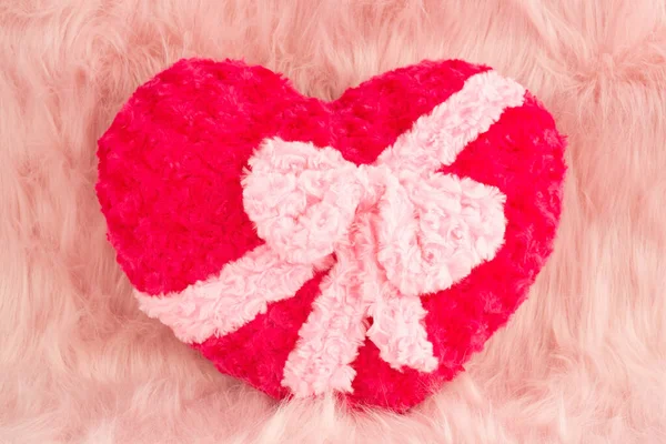 Pink Heart Ribbon Fur Background — Φωτογραφία Αρχείου