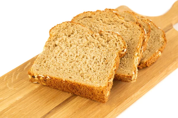 Pan Pan Integral Con Avena Sobre Tabla Madera Sobre Fondo —  Fotos de Stock