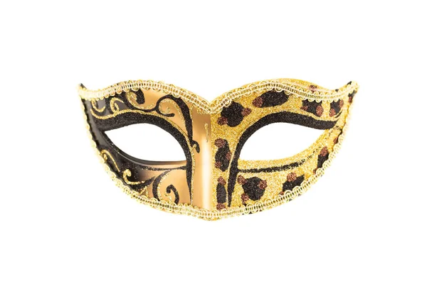 Maschera Carnevale Con Ornamento Nero Dorato Isolato Sfondo Bianco — Foto Stock