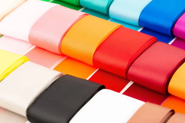 Kleurrijke Grosgrain Linten Tapes Close Foto — Stockfoto