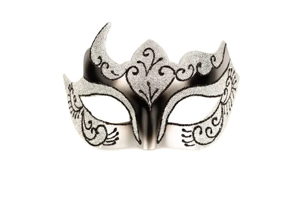 Carnival Mask Gray Black Ornament Isolated White Background — Stock Photo, Image