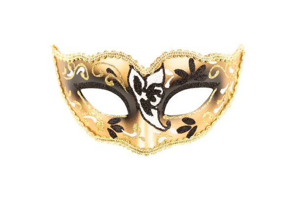 Maschera Carnevale Con Ornamento Nero Dorato Isolato Sfondo Bianco — Foto Stock