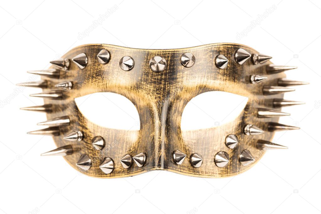 Carnival mask with spikes isolated on a white background.