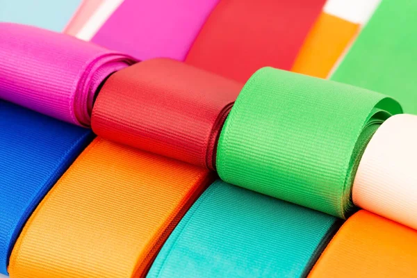 Kleurrijke Grosgrain Linten Tapes Close Foto — Stockfoto