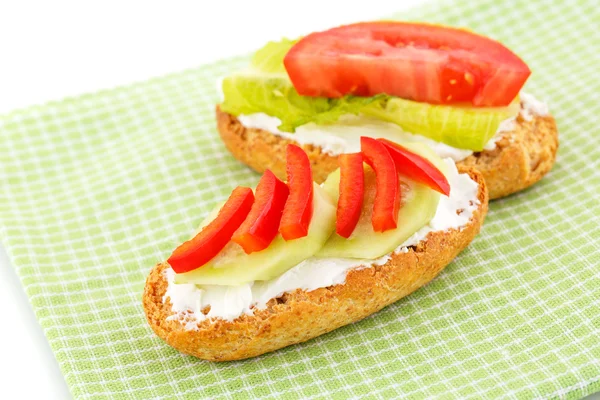 Sandwiches met beschuit en groenten — Stockfoto