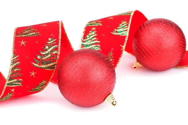 Christmas ribbon and balls — Stock Photo, Image
