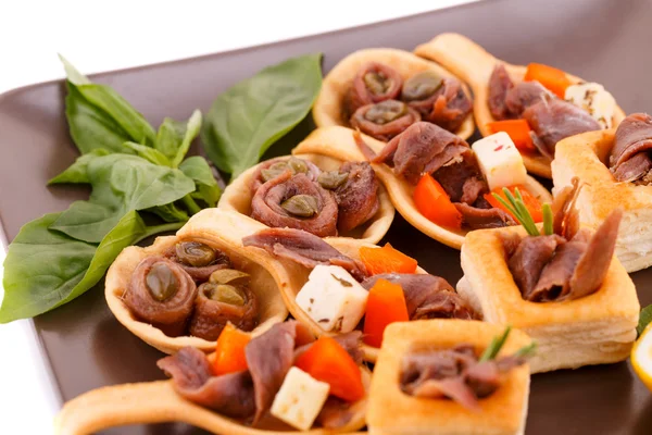 Anchovies in pastries — Stock Photo, Image