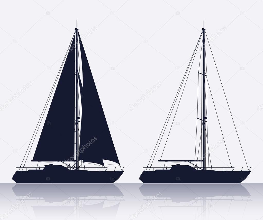 Set of luxury yachts silhouette — Stock Vector © Makhnach 77376356