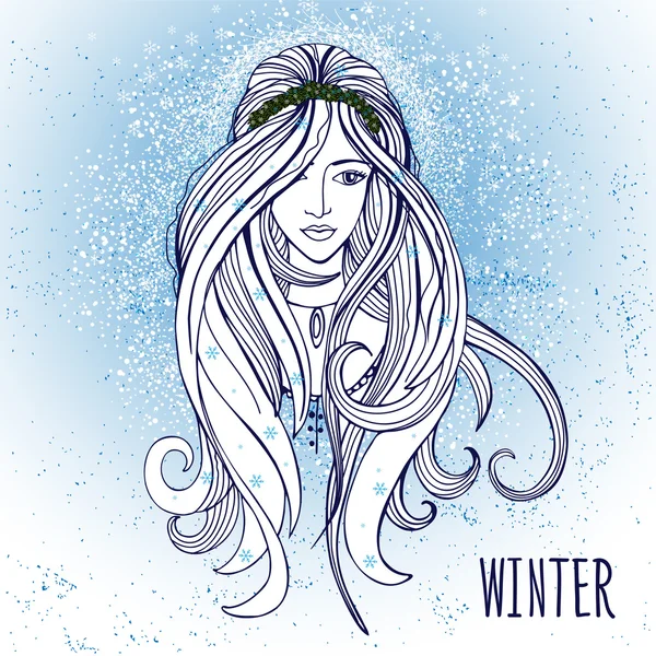 Jovem mulher no clima de inverno — Vetor de Stock
