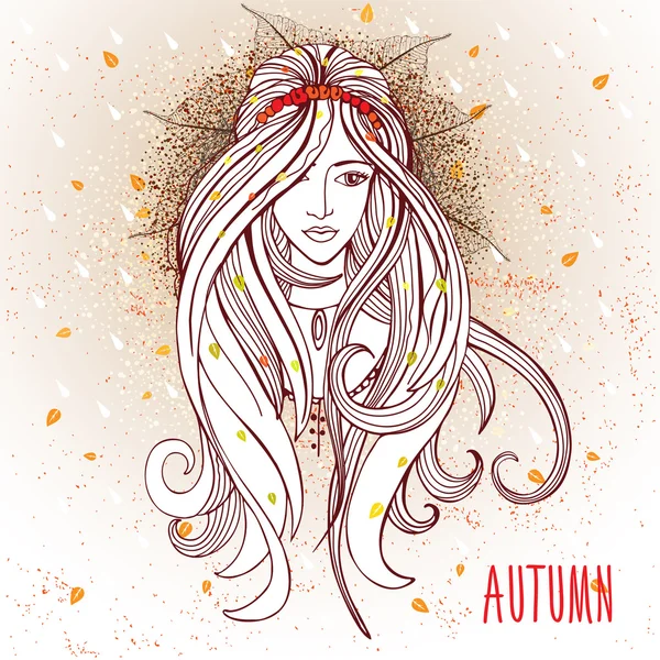 Young woman in autumn mood Stock Vector