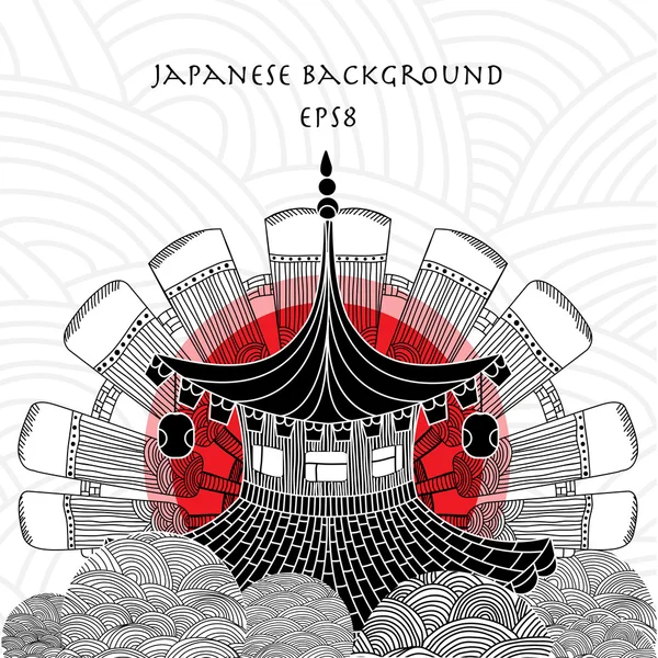 Japansk baggrund med japansk hus Stock-illustration