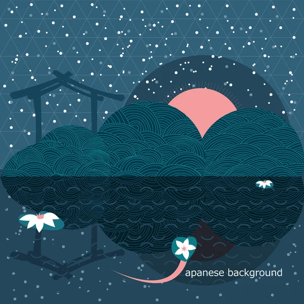 Japanese background with geometrical shapes at night — Stock Vector