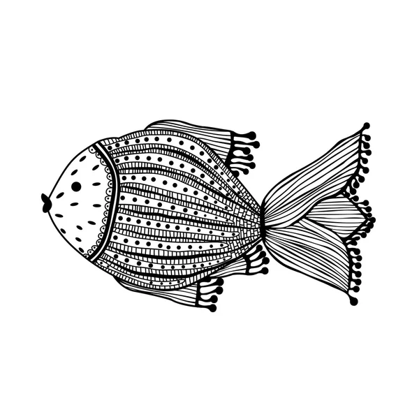 Na białym tle stylizowane zentangle ryb Wektor Stockowy