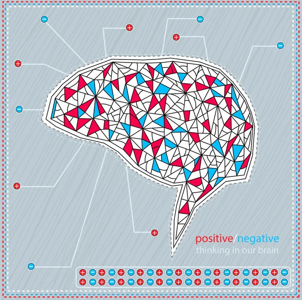 Pensar en nuestro cerebro: positivo y negativo — Archivo Imágenes Vectoriales