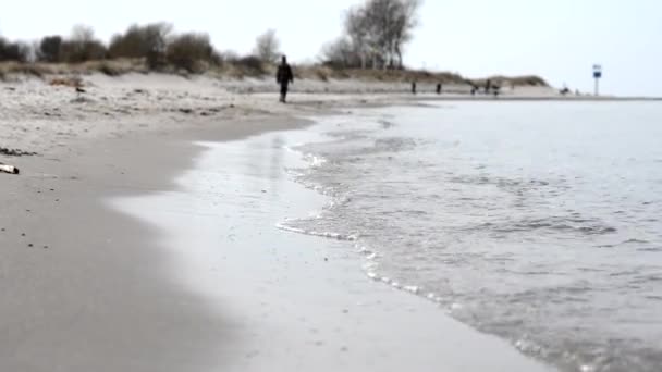 Vatten Närbild Vågor Vid Kusten Vid Lugnt Väder Östersjön Norra — Stockvideo