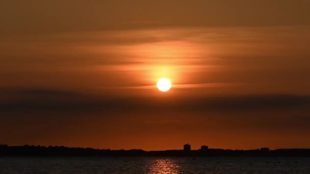Tempo Lapso 60Fps Vídeo Pôr Sol Laranja Sol Céu Mar — Vídeo de Stock