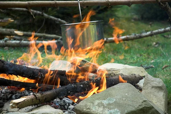 锅在火上 — 图库照片