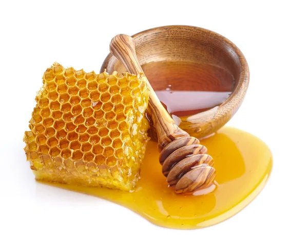 Honey with honeycombs — Stock Photo, Image