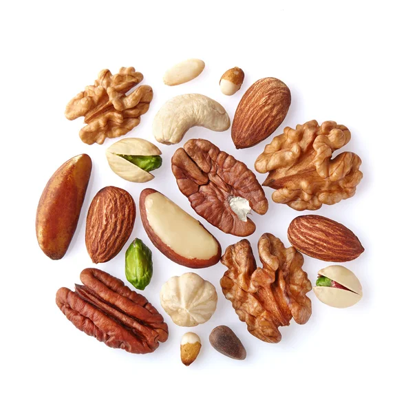 Mix nuts on a white — Stock Photo, Image