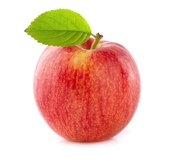 Frischer Apfel mit Blatt — Stockfoto