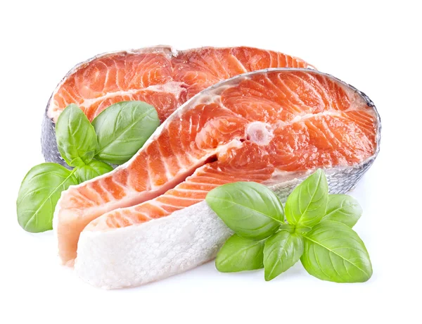 Salmon with basil — Stock Photo, Image