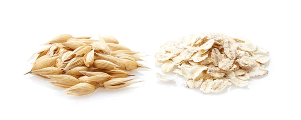 Oats Flakes Oats Plant Isolated White Background — Stock Photo, Image